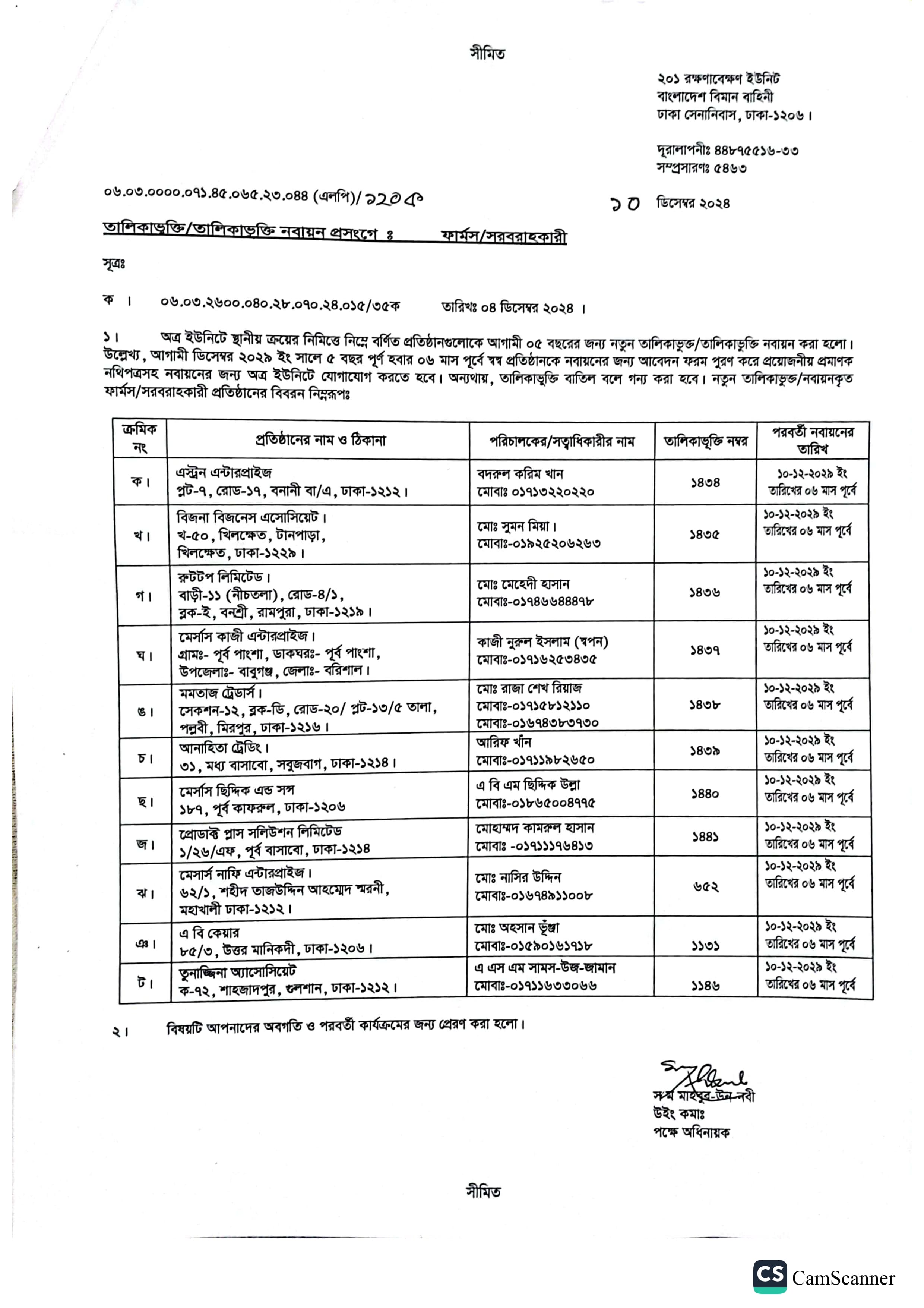Bangladesh Air Force (BAF) Supplier Registration